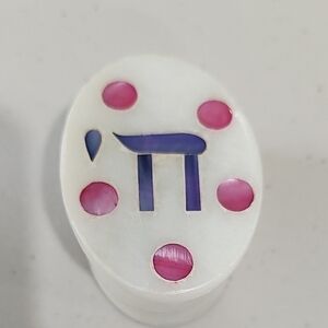 White and Pink Oval Trinket Box